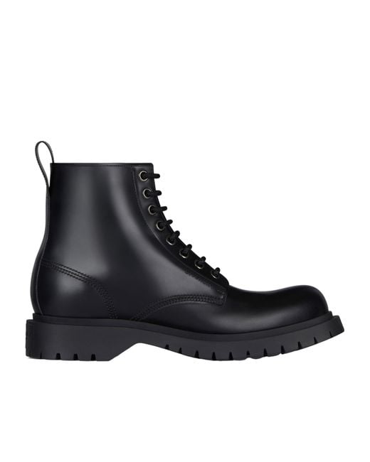 Givenchy Black Round Toe Lace-Up Boots for men