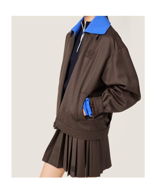 Miu Miu Brown Logo Detailed Pleated Mini Skirt