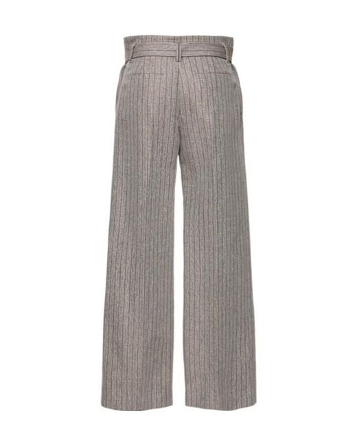 Brunello Cucinelli Gray Linen Blend Straight Pants