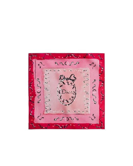 Dior Pink Iviera Delicate Ribbon 70 Square Scarf
