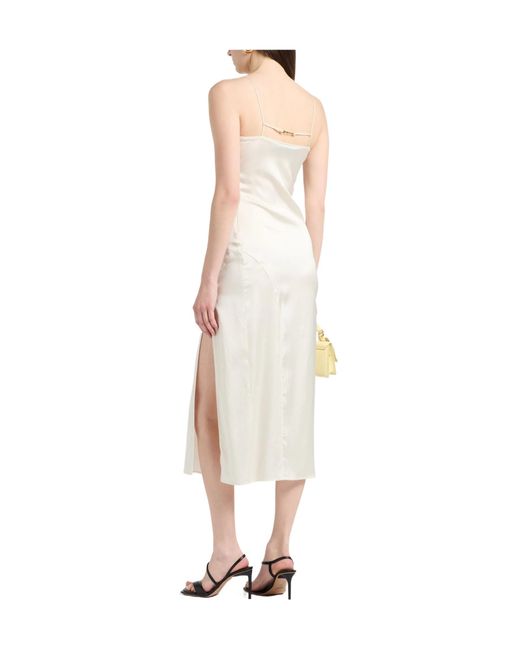 Jacquemus White Minimalist Solid-Color Slip Dress