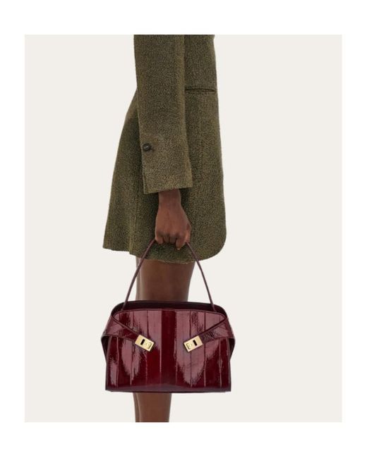 Ferragamo Red Hug Soft Shoulder Bag (M)