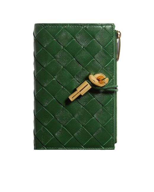 Bottega Veneta Green Andiamo Medium Bi-Fold Wallet