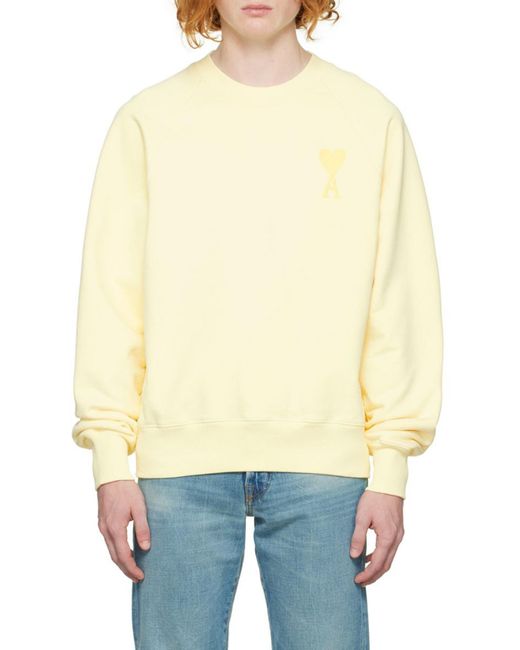 AMI Yellow Ami De Coeur Crew-Neck Sweatshirt for men