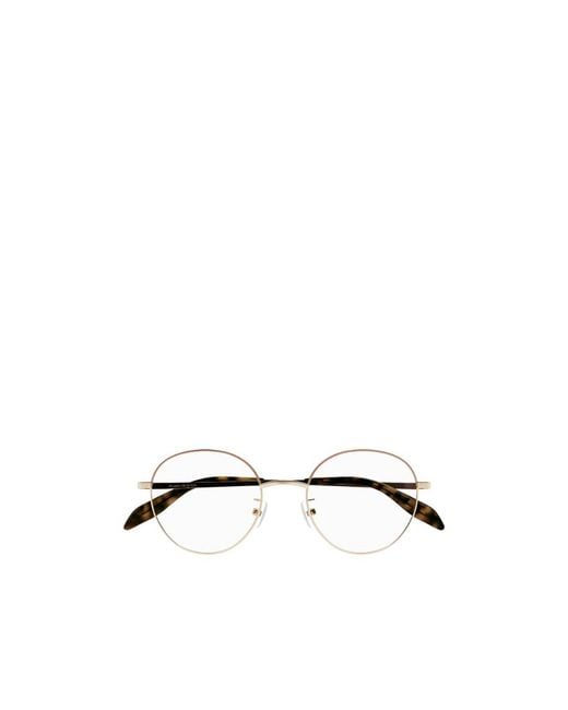 McQueen Metallic Eyewear Round Frame Glasses