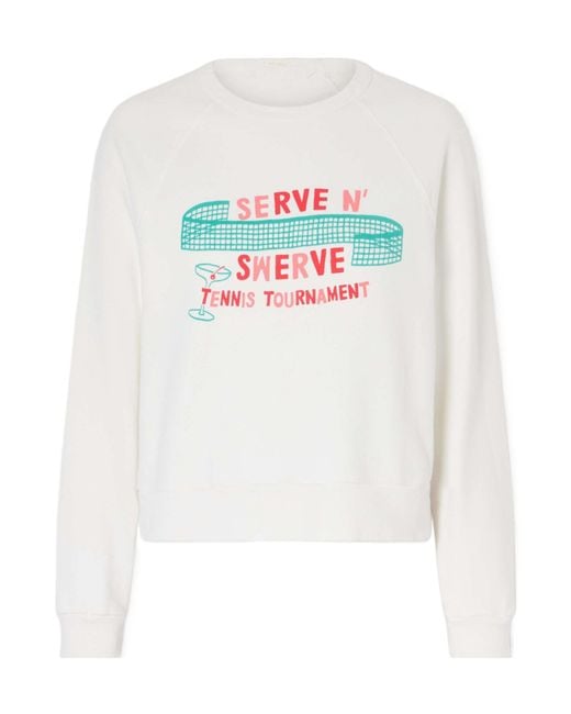 Mother White Printed Cotton-Jersey Sweater