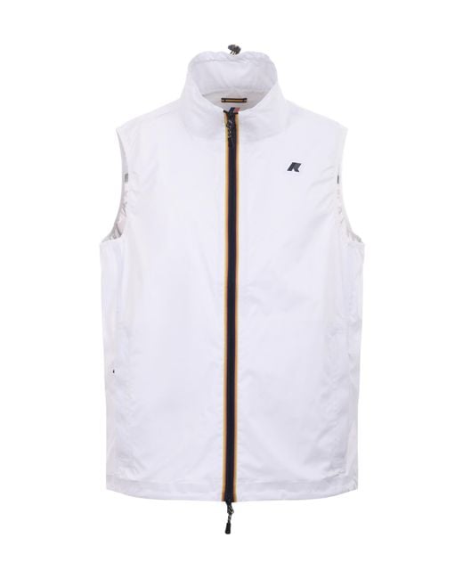 K-Way White Logo Patch Zip-Up Vest for men