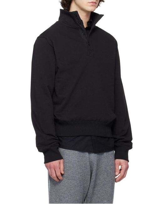 Entire studios Black High-Neck Buttoned Sweatshirt for men