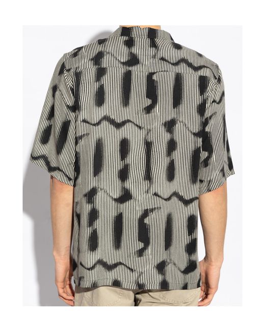 M I S B H V Gray Short-Sleeved Patterned Shirt for men