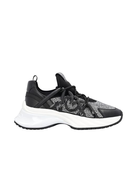 Pinko Black Embellished Ariel Lace-Up Sneakers