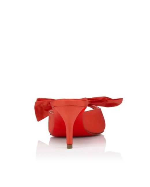 Christian Louboutin Red Bow Kitten Heel Mules