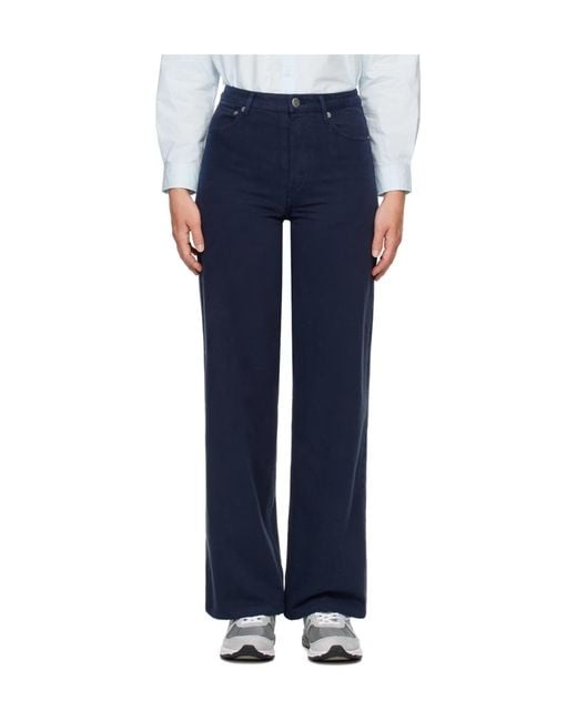 A.P.C. Blue Elisabeth Button Detailed Wide Leg Jeans