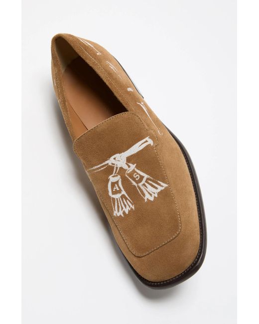 Acne Brown Printed Suede Loafers for men