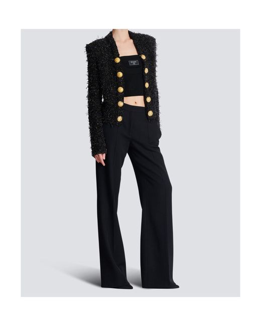 Balmain Black Tweed Buttoned Jacket