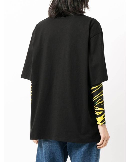 MSGM Black Collage-Print Oversized T-Shirt