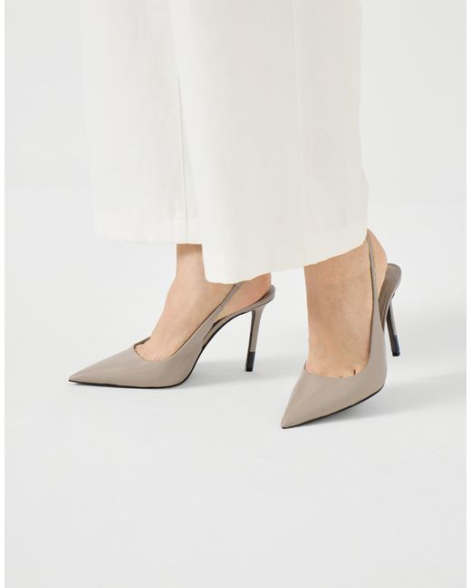 Brunello Cucinelli White Pointed Slingback Pumps