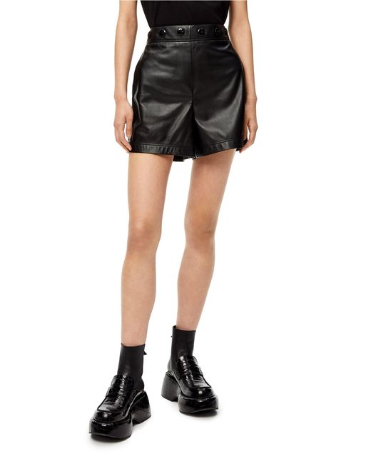 Loewe Black Leather Shorts