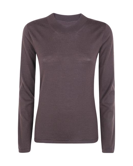 D.exterior Purple Ribbed Crew-Neck Knit Top