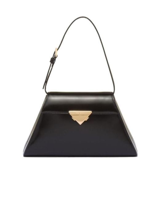 Prada Black Medium Brushed Leather Handbag