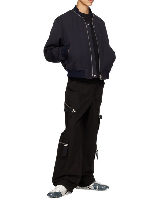 Jil Sander Blue Zip-Up Long-Sleeved Bomber Jacket for men