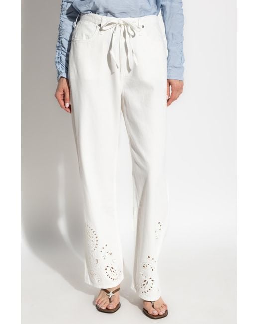 Rag & Bone White Openwork Drawstring Pants