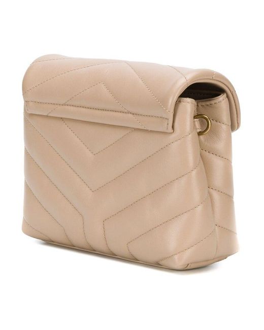 Saint Laurent Natural Loulou Toy Logo Plaque Shoulder Bag