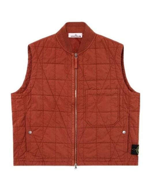 Stone Island Red Logo-Patch Gilet for men