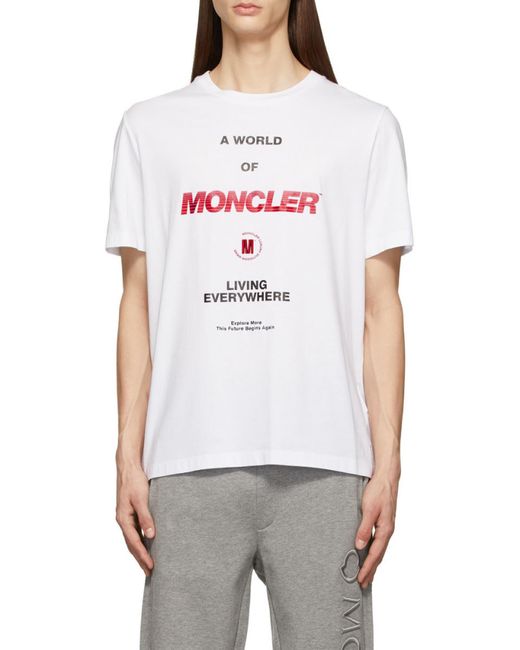 Moncler White Logo Print T-Shirt for men