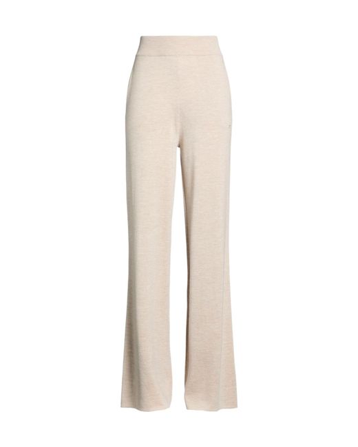 Max Mara White Minimalist Solid-Color Wool Wide-Leg Pants