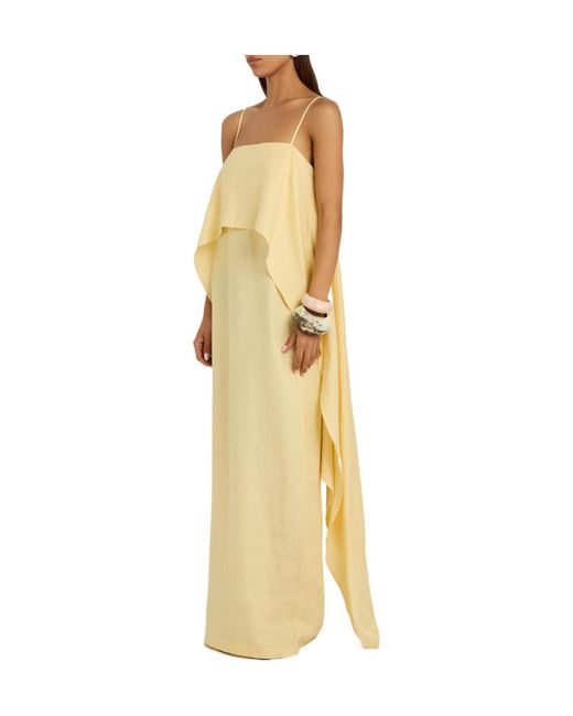 Staud Metallic Draped Linen Maxi Dress