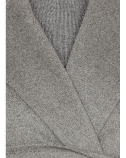 Max Mara Gray Belted Long-Sleeved Coat