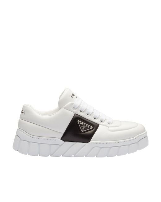 Prada White Padded Nappa Leather Sneakers for men