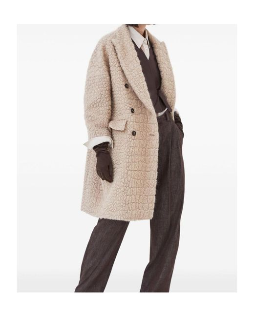 Brunello Cucinelli Natural Boucle Sequin Coat