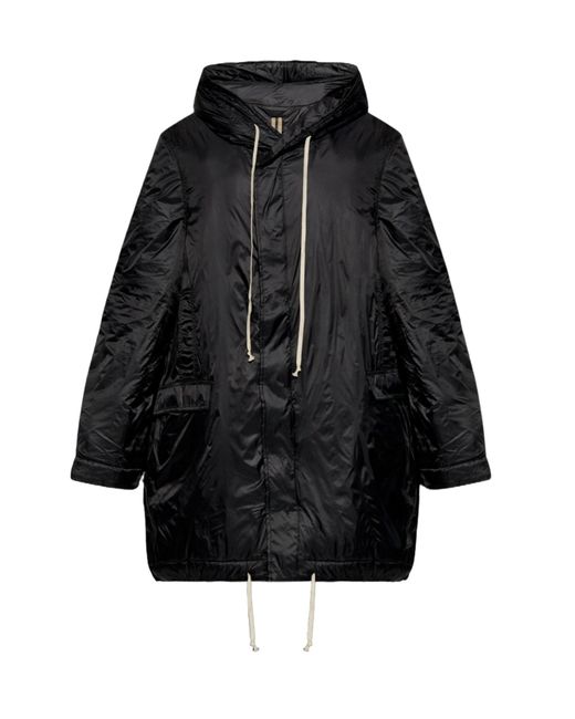Rick Owens Black Oversized Zipped Parka for men