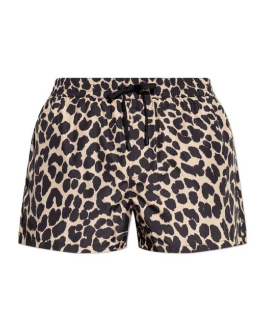 Balmain Black Leopard-Print Drawstring Swim Shorts for men