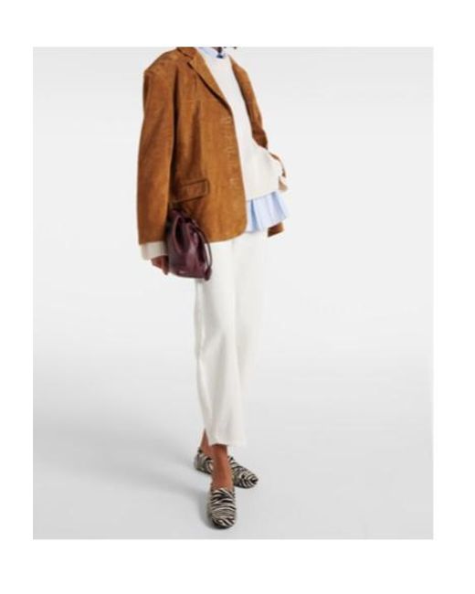 Staud Brown Corrine Single-Breasted Suede Jacket