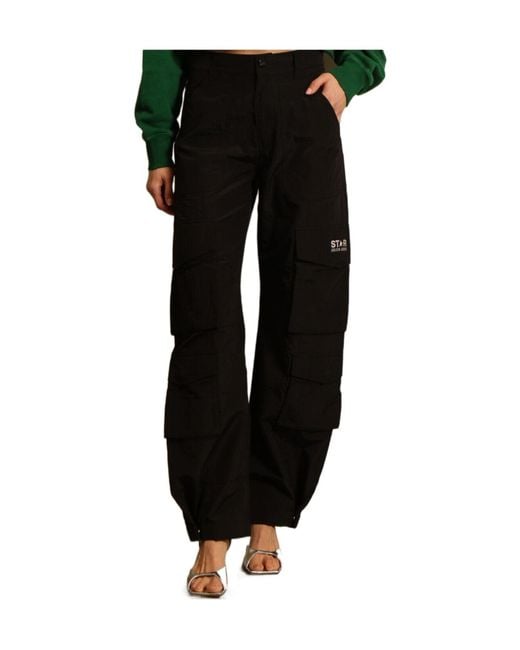 Golden Goose Deluxe Brand Black Ripstop Mid-Rise Cargo Trousers