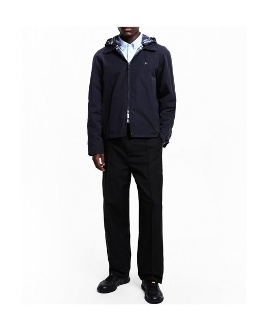 Burberry Blue Spread-Collar Hooded Jacket for men