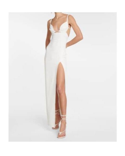 Nensi Dojaka White Bridal Cutout Crepe Gown