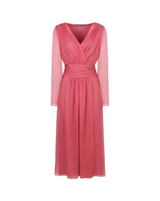 Alberta Ferretti Pink Crossed V-Neck Dress