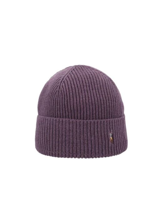 Polo Ralph Lauren Purple Ribbed Beanie for men