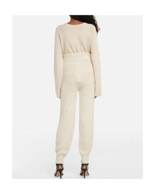 Khaite White Rib Knitted Trousers