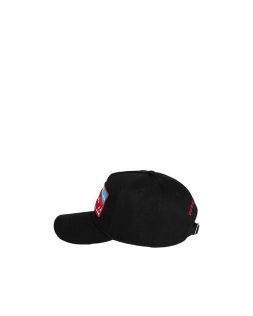 DSquared² Red Logo-Patch Cotton Baseball Cap for men