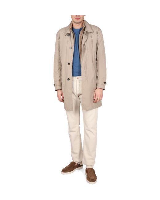 Fay Brown Single-Breasted Utility Coat for men