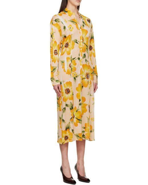 Acne Metallic Floral-Print Midi Dress