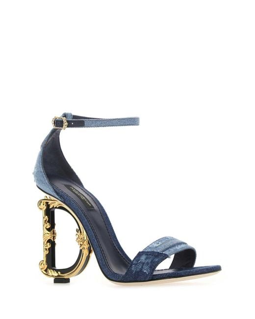 Dolce & Gabbana Blue Dg Heel Denim Sandals