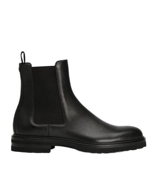 Dolce & Gabbana Black Round Toe Ankle Boots for men