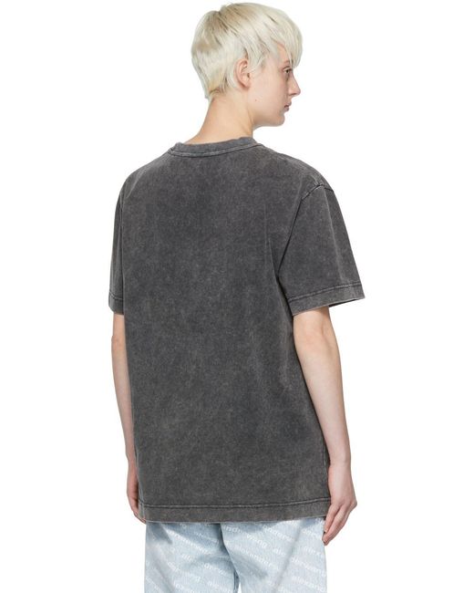 Alexander Wang Gray Faded-Effect Logo-Print T-Shirt