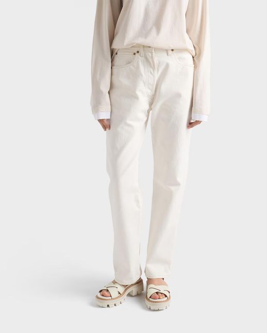 Prada White Old Denim Five-Pocket Jeans
