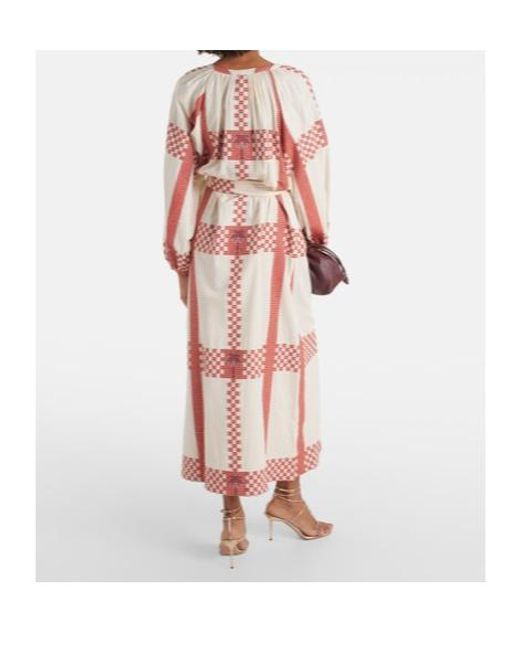 Johanna Ortiz Pink Printed Cotton Midi Dress